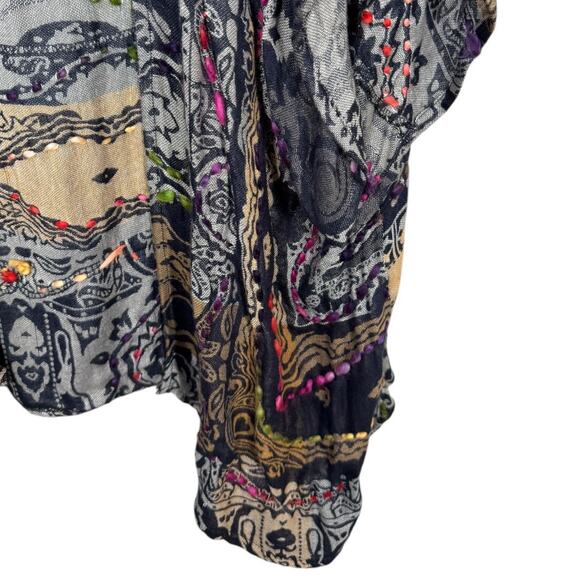 World Market Paisley Embroidered Kimono One Size Multicolor Festival Boho - Picture 4 of 6
